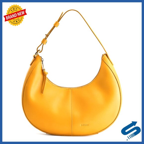 Handbags - Top Grain Leather Shoulder Bag Hobo Crescent Purse Adjustable Strap